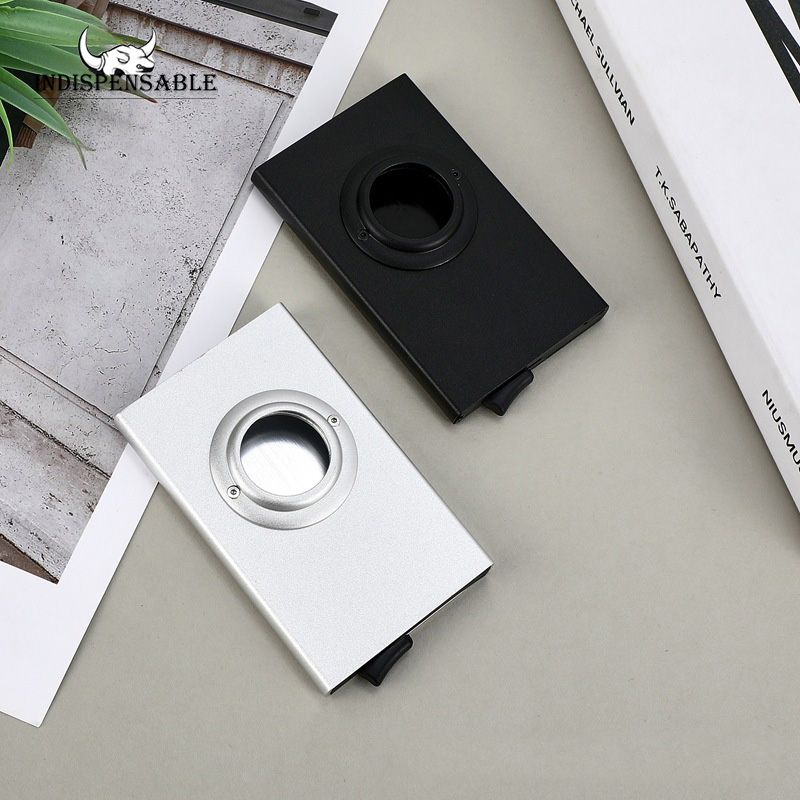 Anti-theft ID Credit Card Holder Airtag Minimalist Porte Carte Thin Aluminium Metal Wallets Air Pocket Case Bank Women Men Box