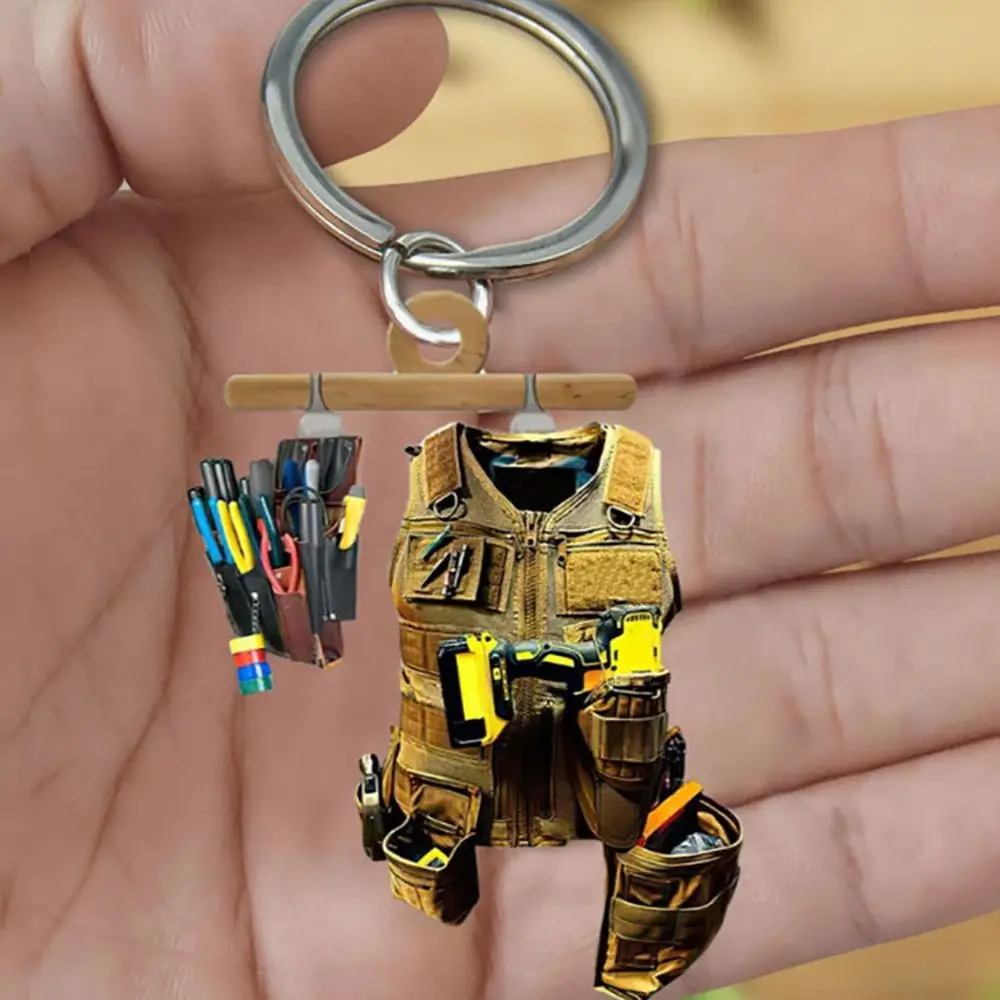 2D Electrician Tool Keyring Car Hanging Pendant Personalized Electrician Tool Bag Acrylic Keychain Handmade Decor Auto Accessory