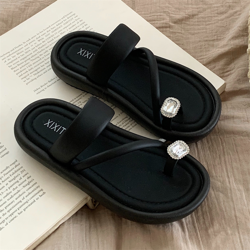 Summer slippers Bathroom deck non-slip women's simple color matching family flip-flops Beach women's slippers Slipper slide indoor outdoor