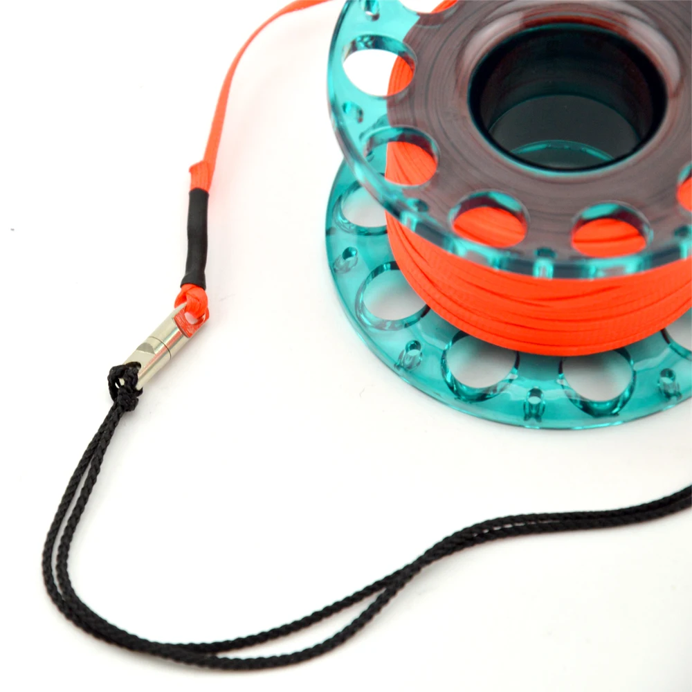 15M/30M Multicolor Plastic Diving Finger Reel with Double Ended Hook for Diving Signal Tube SMB Technical Dive Cave Diving