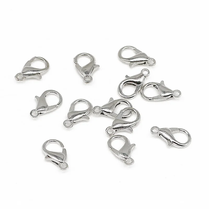 10pcs/lot 10-14mm Metal Lobster Clasps Jewelry Making Components DIY Bracelet Necklace Carabiner Findings Hooks Chain Closure