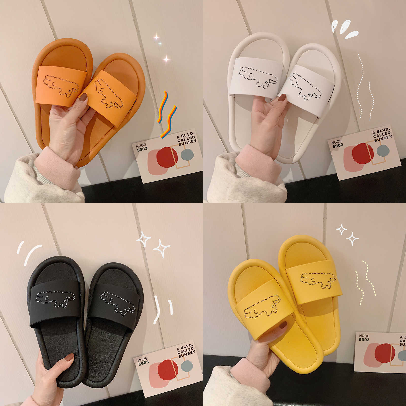2024 New Slippers for Ladies Summer Shoes Cute cute cartoon slippers for indoor street sandals for girls Beach shower slide