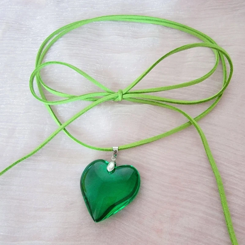 Women Necklace Heart Pendant Neckchain Acjustable Cord Choker Clavicle Chain Gift for Her Y2K Jewelry Accessory
