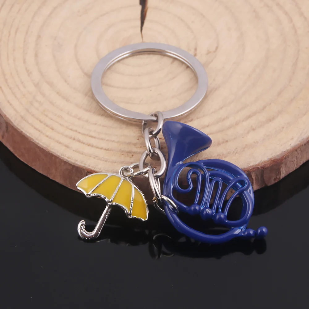 TV HIMYM How I Met Your Mother Keychain Yellow Umbrella Blue French Horn Pendant Keyring For Mom Dad Festival Gift Jewelry