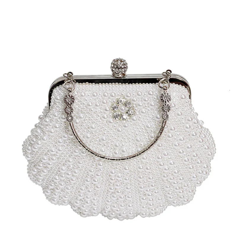 Shell Pearl Water Diamond Dinner Bridal Dress Bag Square Small Bag Cocktail Party Handbag Evening Clutch Wallet 241031