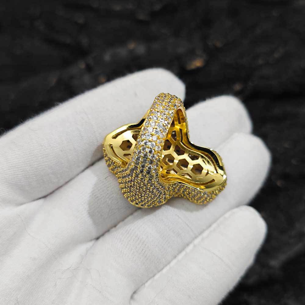 TopBling Cross Finger Ring Iced AAAAA Zircon Prong Setting Fashion Luxulry Men Hip Hop Jewelry for Gift