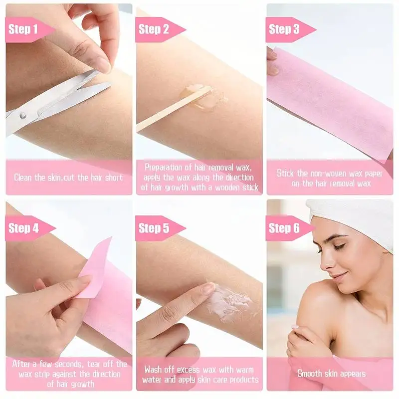 100PCS Professional Beauty Wax Strips Hair Removal Non-Woven Nail Art Hands Face Body Bikini Hair Removal Wax Paper