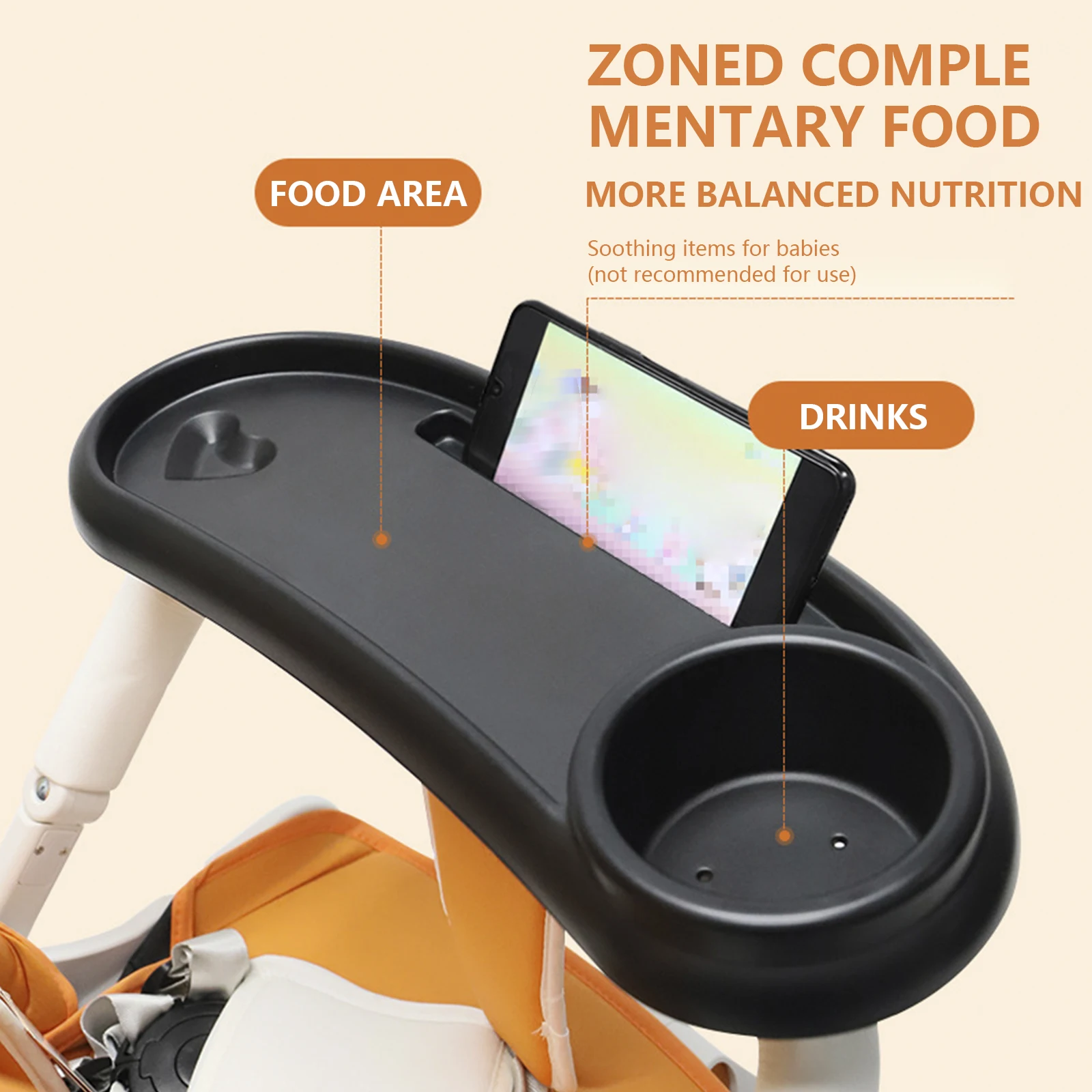 Stroller Snack Tray Removable Baby Stroller Food Tray With Cup Holder Stroller Snacks Holder With Adjustable Buckle And Hooks