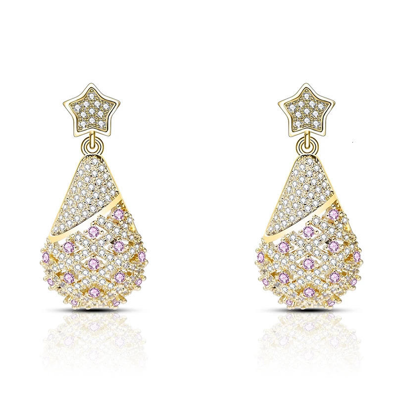 Trend Straight Pendant Earrings Gold Silver Christmas Copper Zircon Jewelry High Quality Christmas Gifts 241031