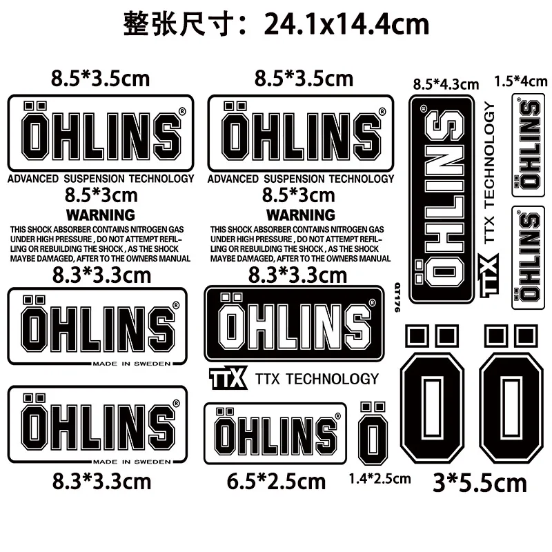 Shock absorber waterproof ohlins logo sticker Motorcycle shock absorber sunscreen transparent decorative decal
