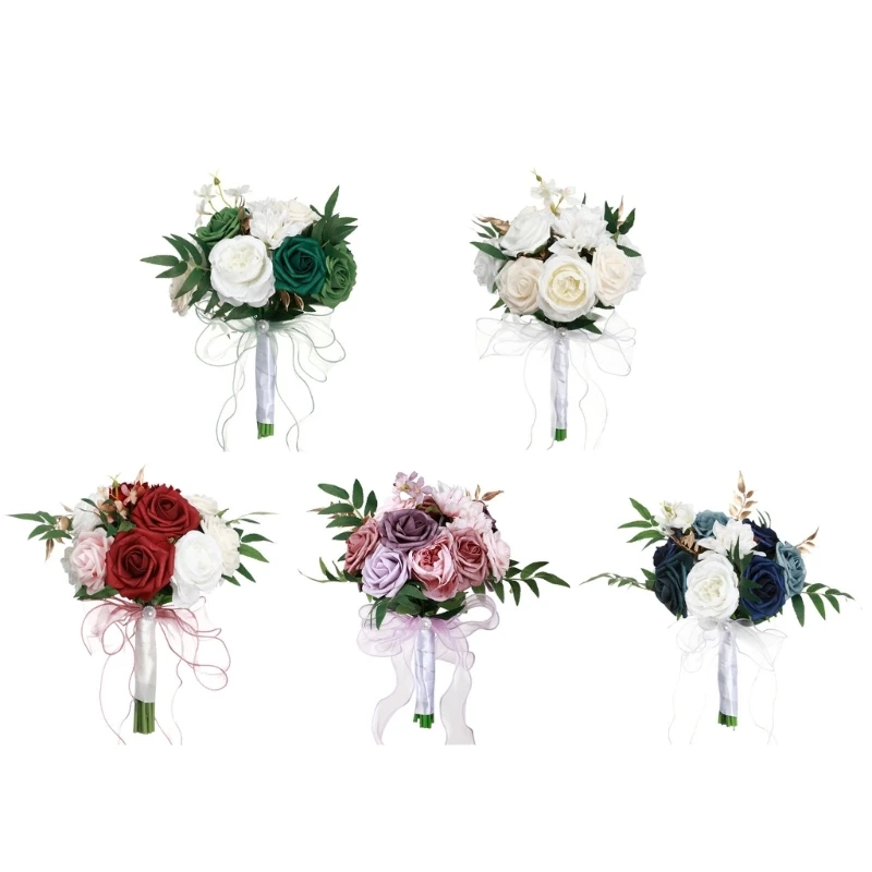 Wedding Bridal Bouquet Artificial Flower Bouquet Bride Holding Flower Bridesmaid Bouquet for Wedding Engagement Party