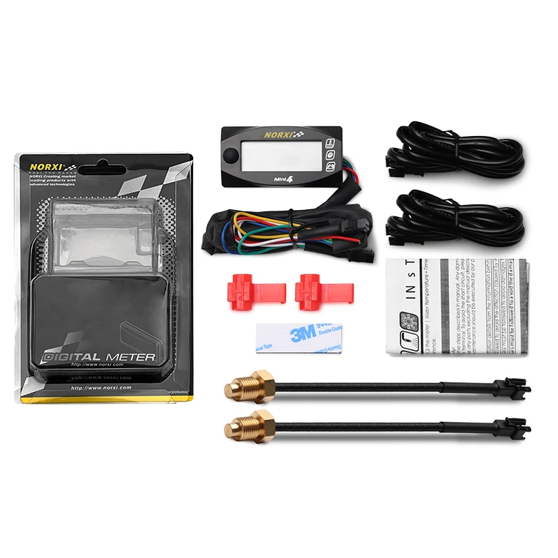 koso MINI 4 DUAL temp meter painel digital para moto universal Water temperature Oil temperature Voltage Time norxi