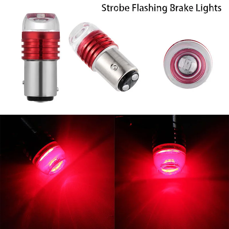 2X Red 1157 BAY15D P21/5W Strobe Flash Light Brake Blink Led Tail Reverse Bulb