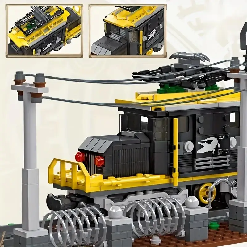 Crocodile Train Building Blocks Creative City Streetview Railway Platform Rail Traffic Model Bricks Children's Christmas Gifts