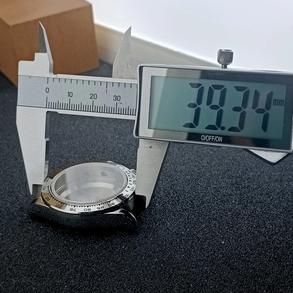 39.3mm Men's watches metal case FIT VK63 movement case watch accessories watch parts Fits 20mm strap Watch Box