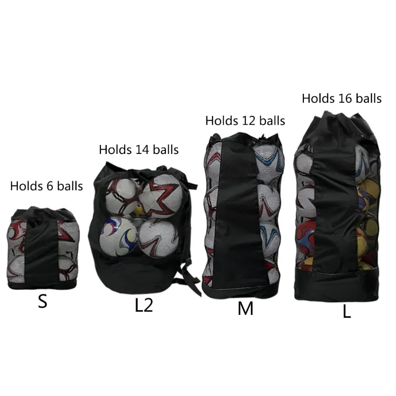 Drawstring Mesh Bag for Balls Waterproof Storage Bag for Football Basketball Training Equipment Bag with Shoulder Strap