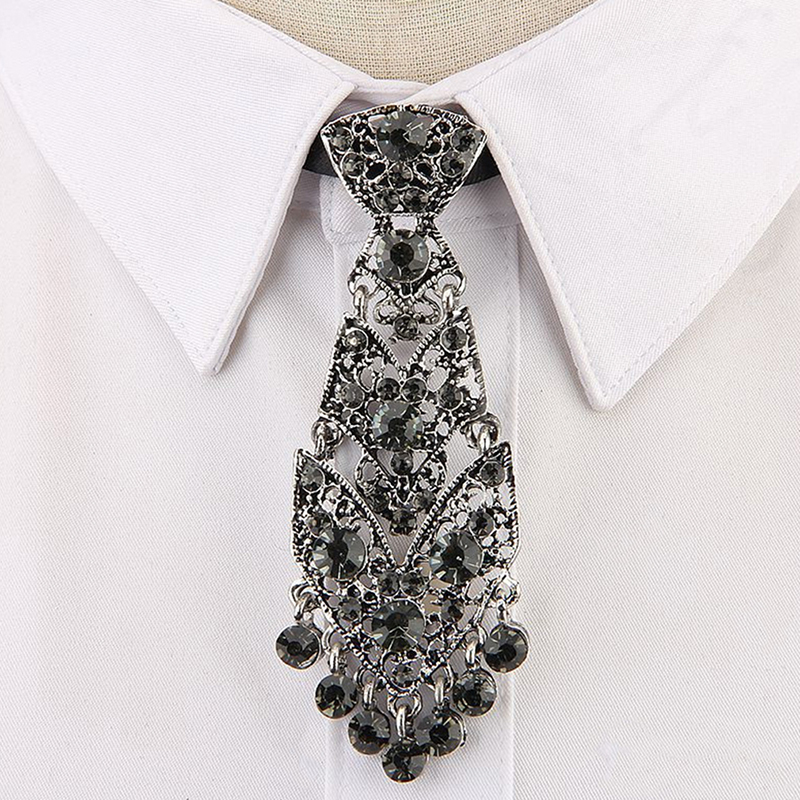 Crystal Neckties Trendy Personality General Wine Party Wedding Ceremony Metal Short Tie ddmysmile Men Accessories Fashion Smile