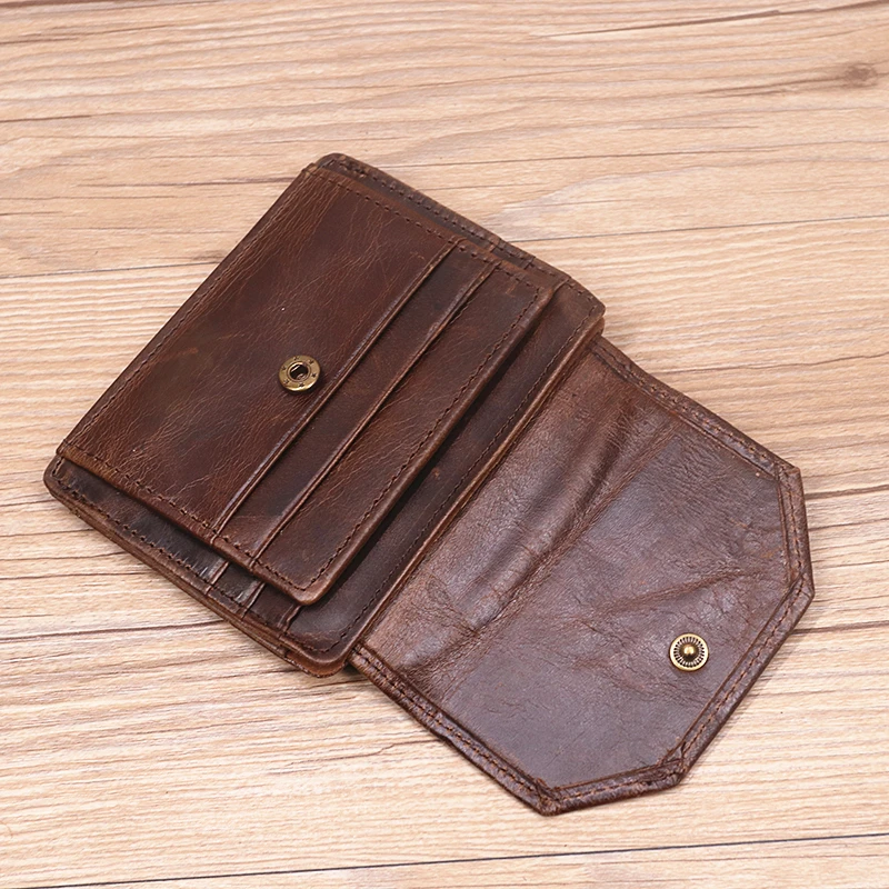 Genuine Leather Wallet For Men Male Original Cowhide Vintage Short Men's Wallets Purse With Card Holder ID Window Coin Pocket