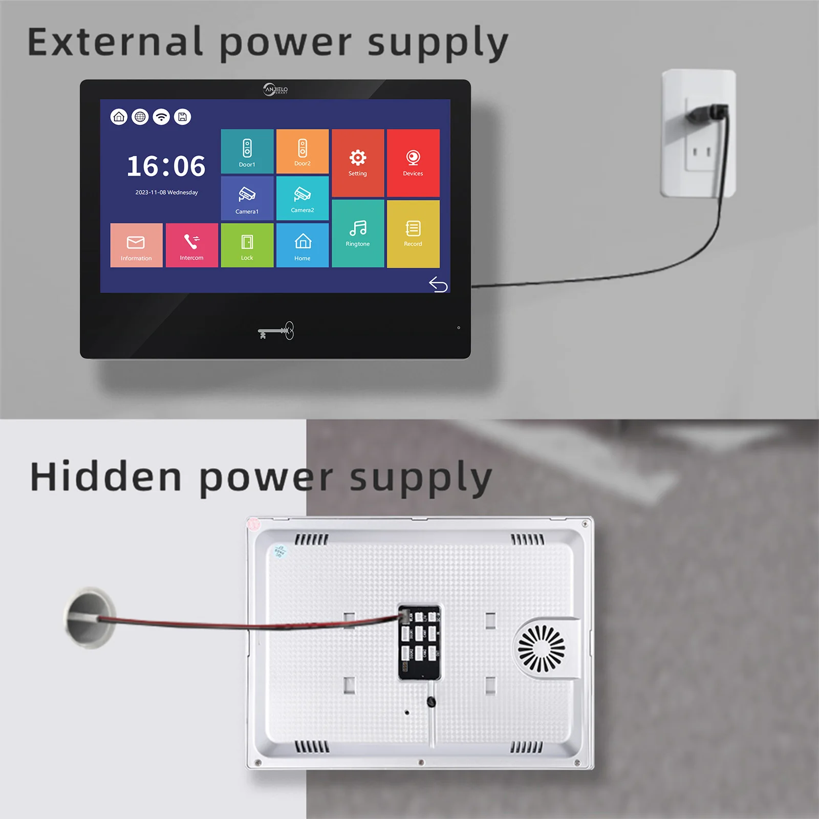 Anjielosmart Tuya 10 Inch Touch Monitor Smart Home Video Intercom System 1080P 160° Video Doorbell Camera Full Touch Monitor