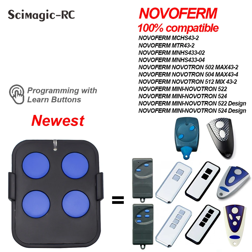 For Replacement 2025 new NOVOFERM NOVOTRON 502 MAX43-2, 504 MAX43-4 433.92 MHZ Rolling Code Garage Door Remote Control Opener