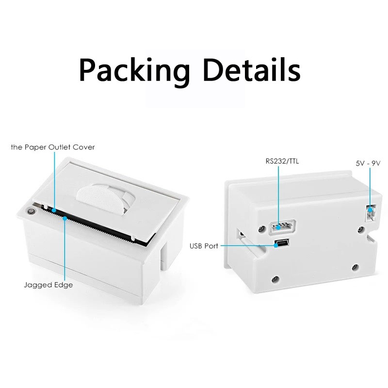 QR204 Mini Embedded Printer Thermal ESC POS Receipt Parallel Panel Printer USB TTL RS232 Kiosk Printer Barcode Arduino 2 inch