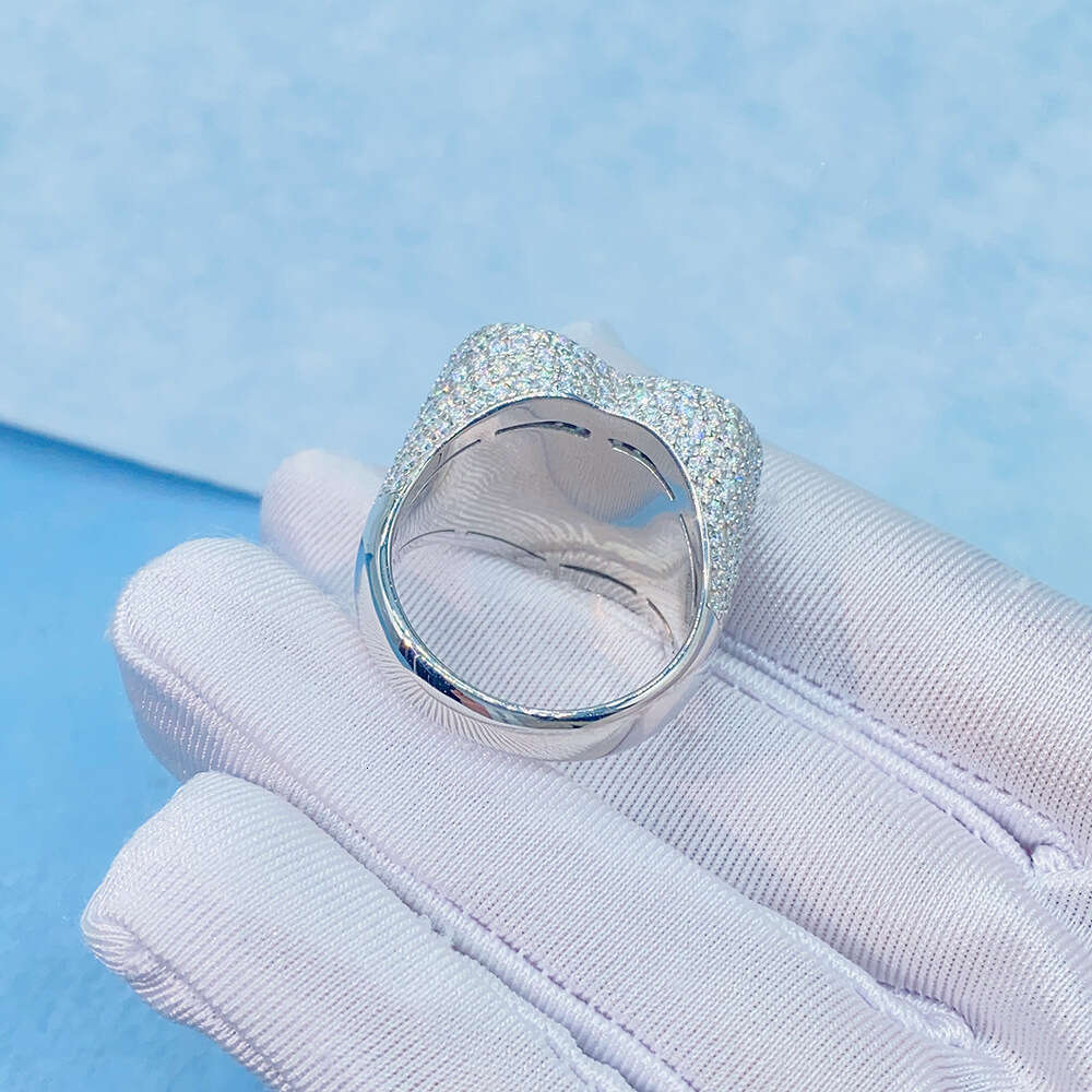 Moissanite Heart for Iced Out Rings Women S Sier Wedding Ring Finger Jewelry Pass Dias Tester Free Shipping