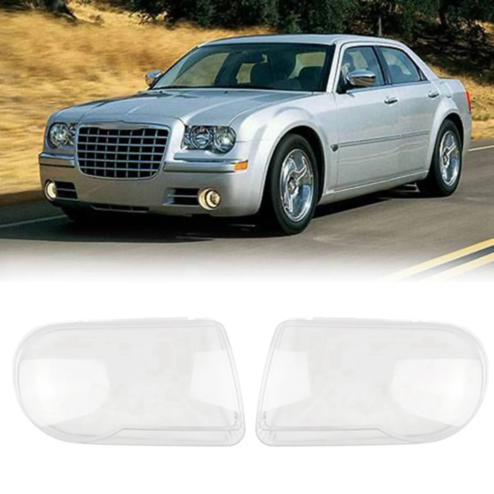 Car Headlight Transparent Lens Cover Replacement For Chrysler 300C 2007-2010