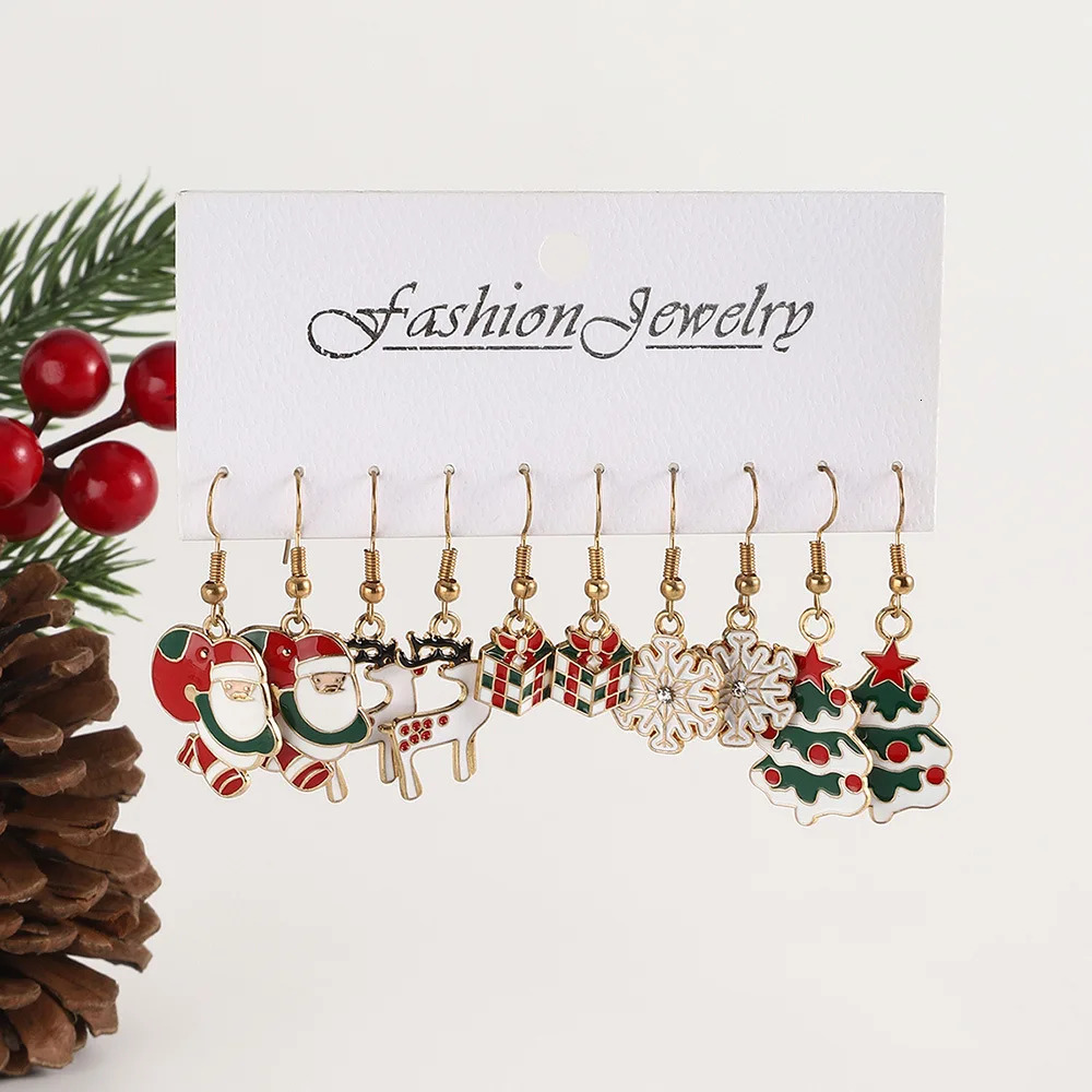 Womens Christmas Pendant Earring Set Hook Christmas Day Earrings Party Jewelry Christmas Gift 241031