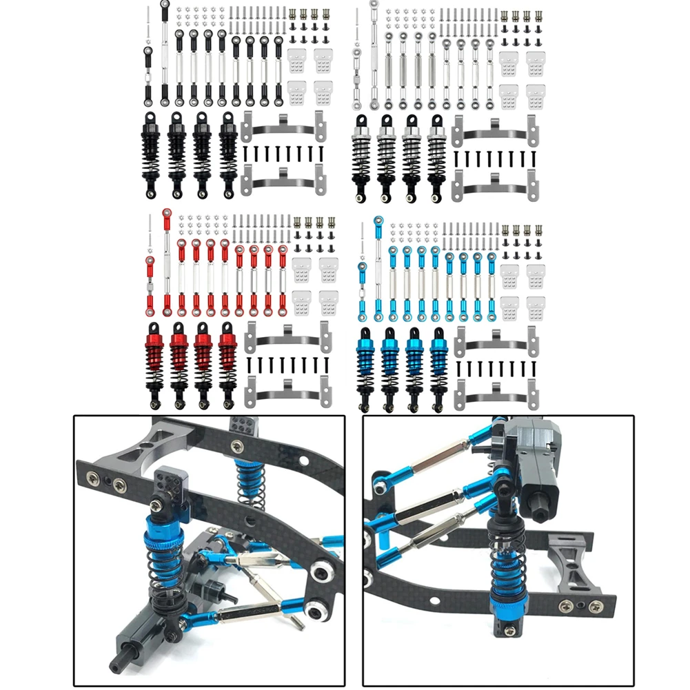 Upgrade Metal Front Axle Steering Pull Rod Kit Shock Mount For WPL C14 C24 CB05S C54 1/16 RC Buggy DIY Repair parts Accessories
