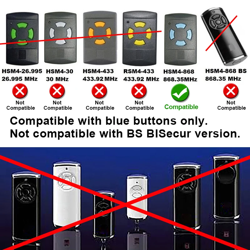 HORMANN Remote Control 868 MHz HORMANN HSM2 HSM4 HSE4 HSE2 HS1 HS2 HS4 Garage Gate Remote Control 868.35MHz Handheld Transmitter