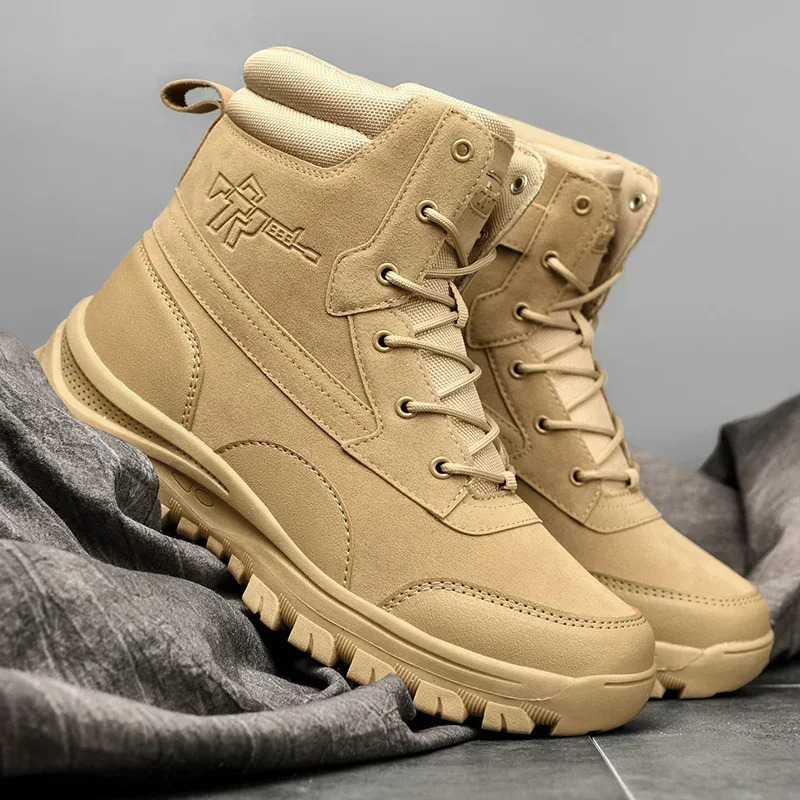 Mens waterproof leather hiking work boots mens sports shoes anti slip lightweight breathable anti slip desert boots 241031