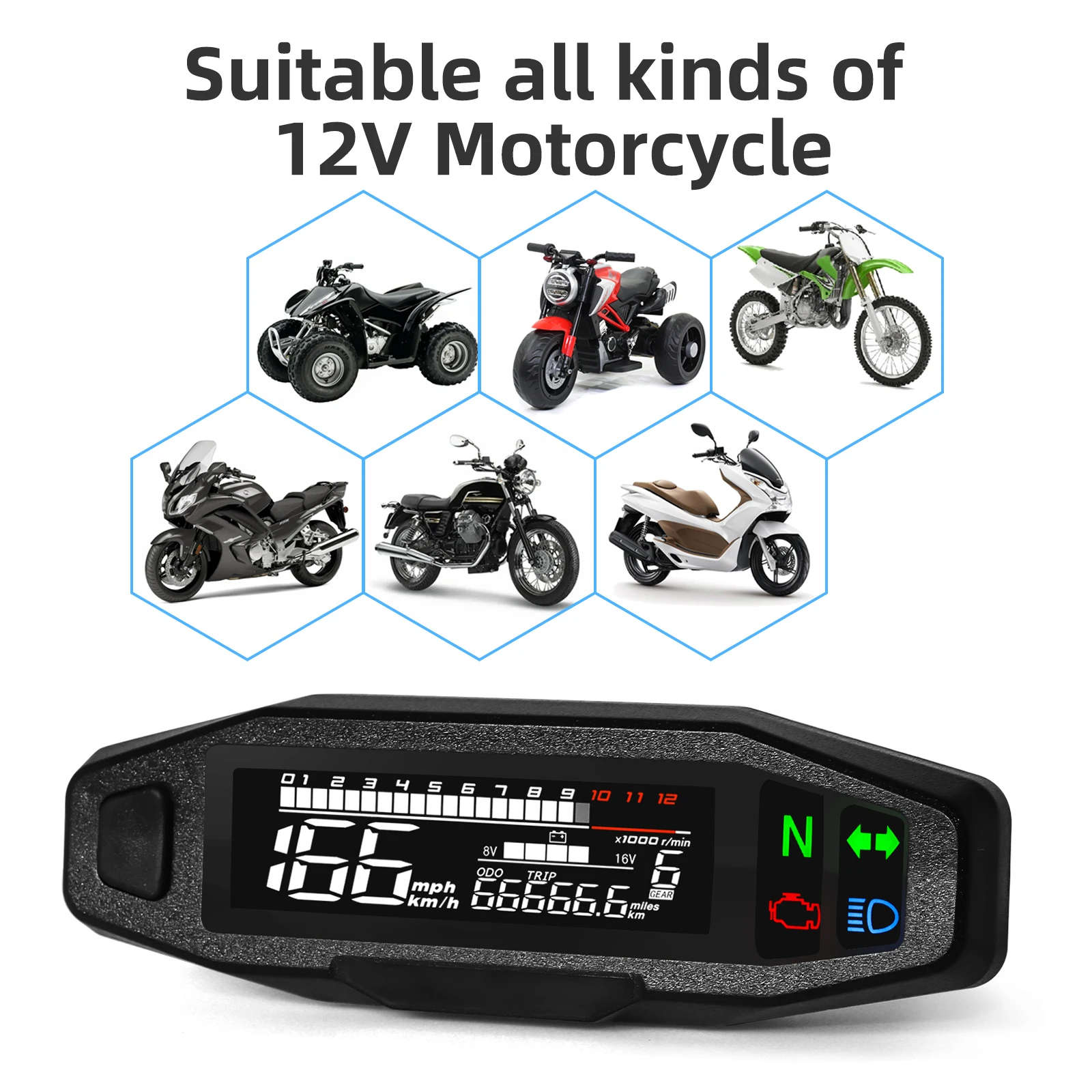 Moto Dashboard Digital Motorcycle Speedometer For Russian KR200 Speed Gauge Odo-meter Tacho Meter Motorcycle Accessories 8-16V