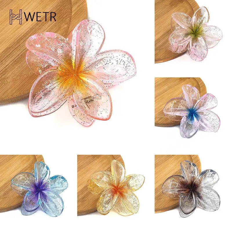 Hair Flower Clip Clips Hawaiian Plumeria Beach Flowers Claw Barrettes Accessories Barrette Kids Colorful Women Hair Claw