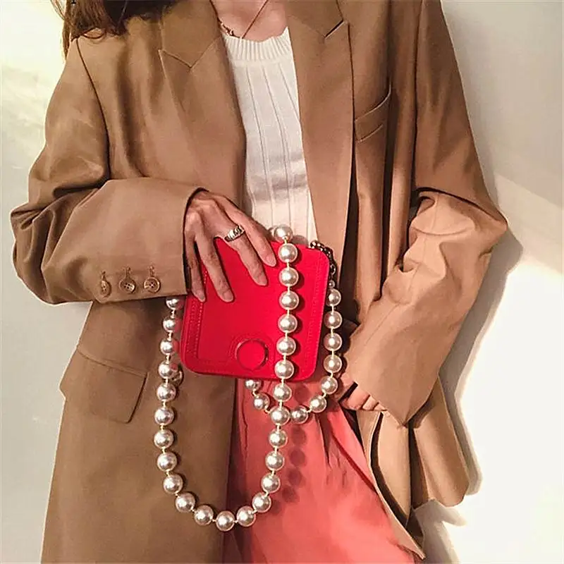 30/50/90cm Pearl Strap For Bag Handbag Shoulder Chain Handles Diy Purse Replacement Long Beaded Chain Bag Belt Straps Accessorie