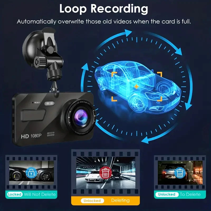 Dash Cam for Cars 1080P 3Inch Touch Screen Car DVR Video Recorder Rear View Camera for Vehicle 24H Parking Monitor Black Box