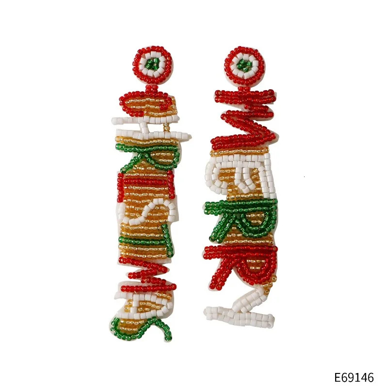Autumn/Winter Colorful Letter Earrings Christmas Handmade Lightweight High Quality Bead Jewelry 241031