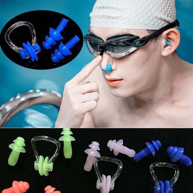 1/2/5 sets Silicone Nasal Splint Waterproof Earplug Pool Piscinas Accessories diving Swimming Multi snorkel mask surf boat