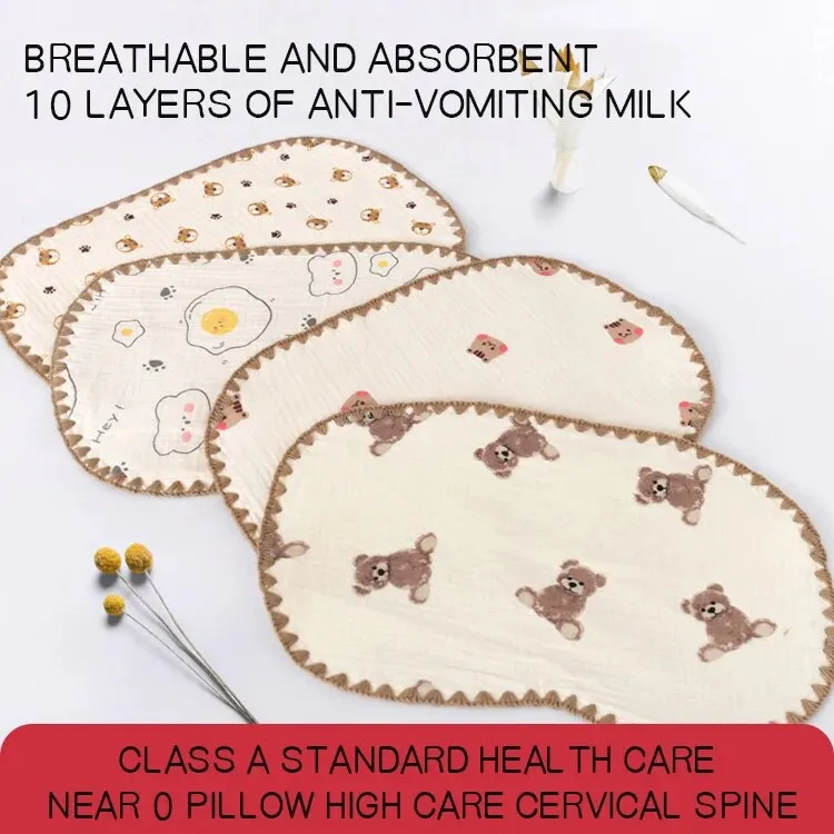 Baby Pillow Newborn 10-layer Gauze Cloud Children Anti-spit Milk Cartoon