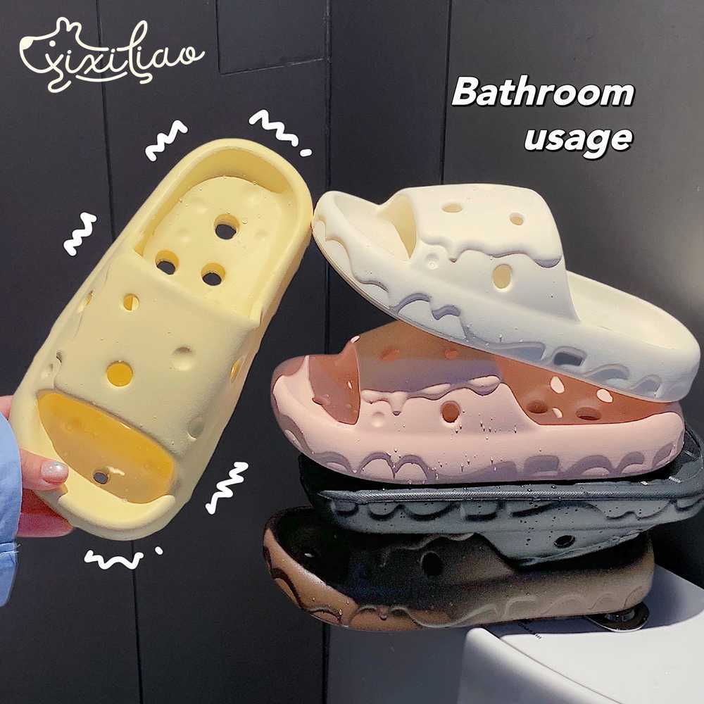 2024 New slippers women's summer shoes Personality creative hollow-out solid color slippers indoor street sandals girls beach shower slide
