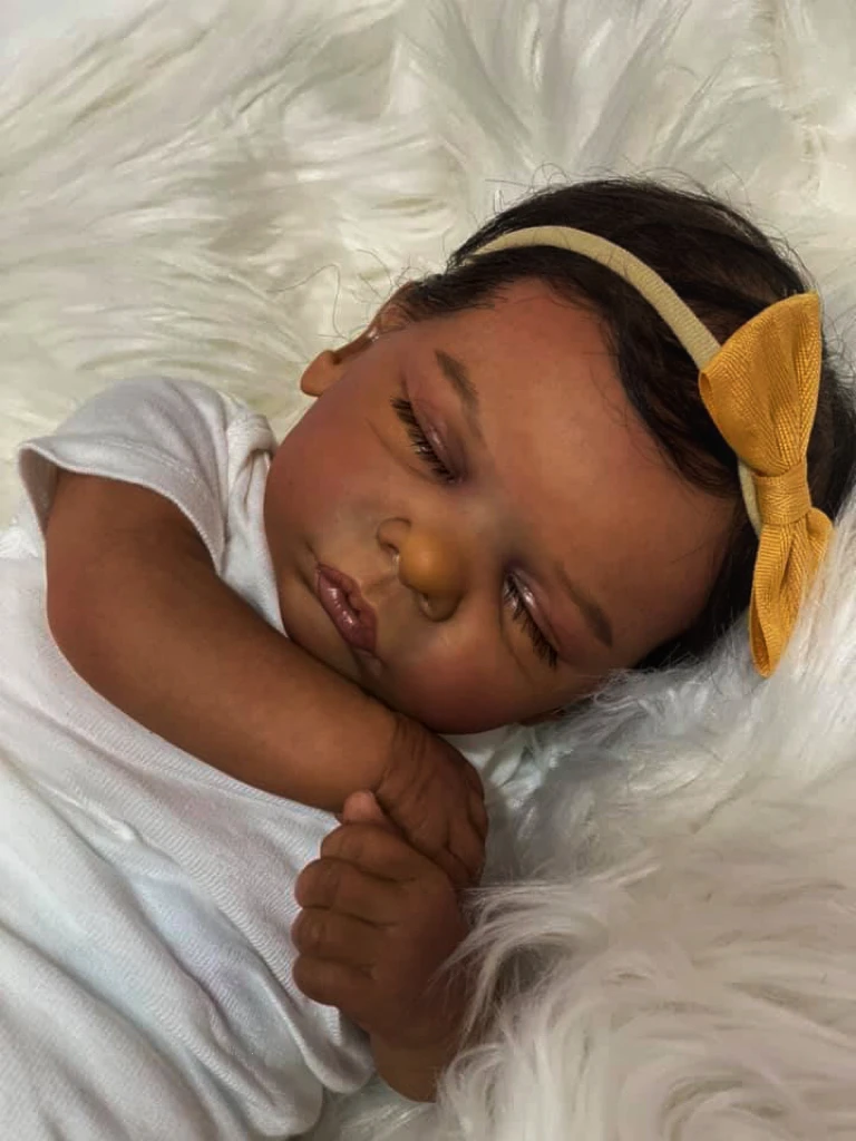 19Inch African American Doll Romy Black Skin Reborn Baby Finished Newborn With Rooted Hair Handmade Toy Gift For Girls