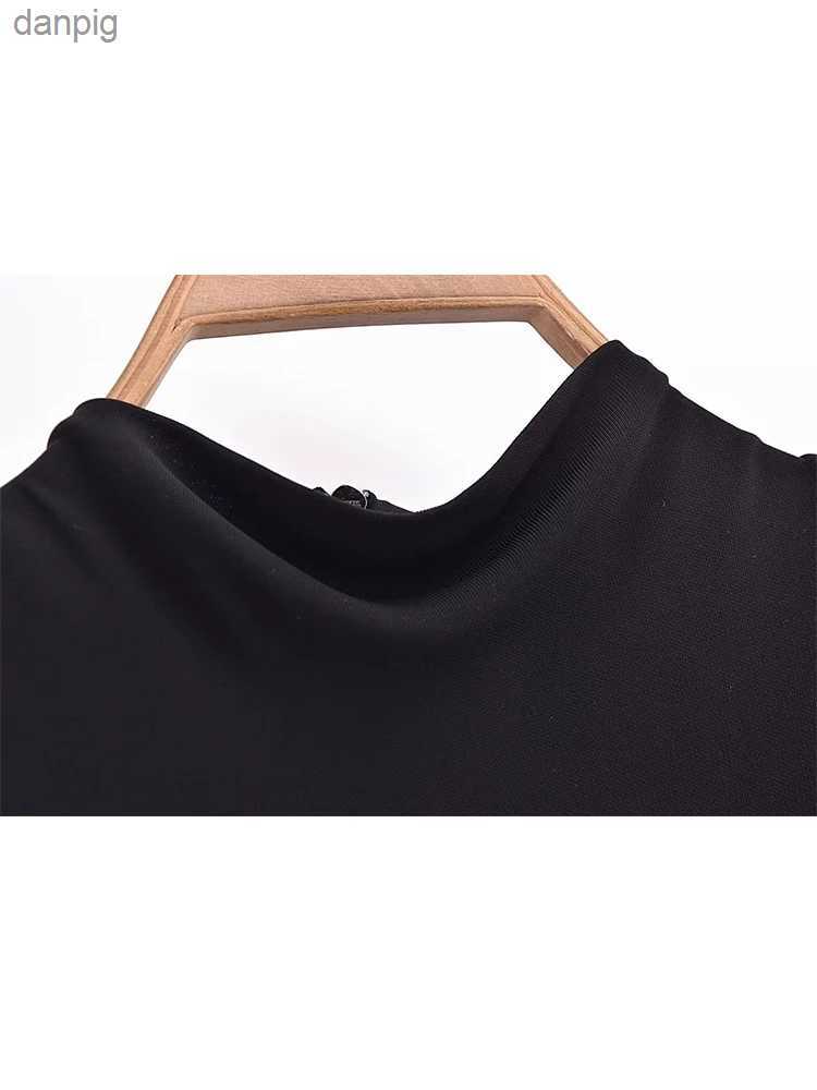Urban Sexy Dresses TRAF womens long dress Sleve Midi dress with shoulder pads autumn 2023 Bodycon dress elegant party dress for women Y240402