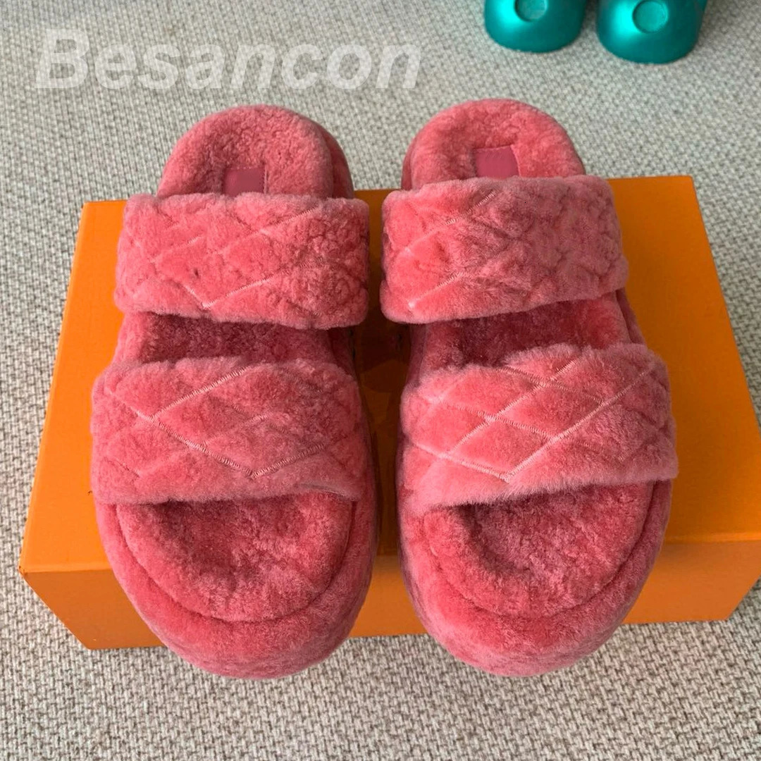 BESANCON Womens Outdoor Indoor Slippers Wool High Quality Thick Bottom Winter Warm Slippers Graphic Shoes 241031