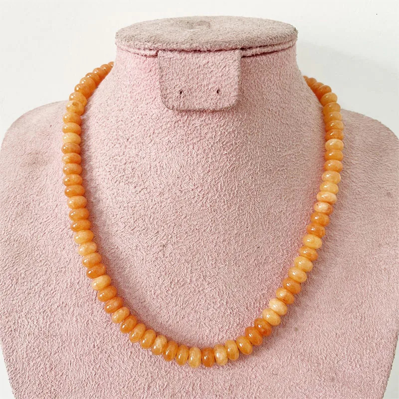 5 * 8MM oval orange ruby jade natural stone jewelry set bead necklace earring bracelet necklace fashionable and simple n 241031