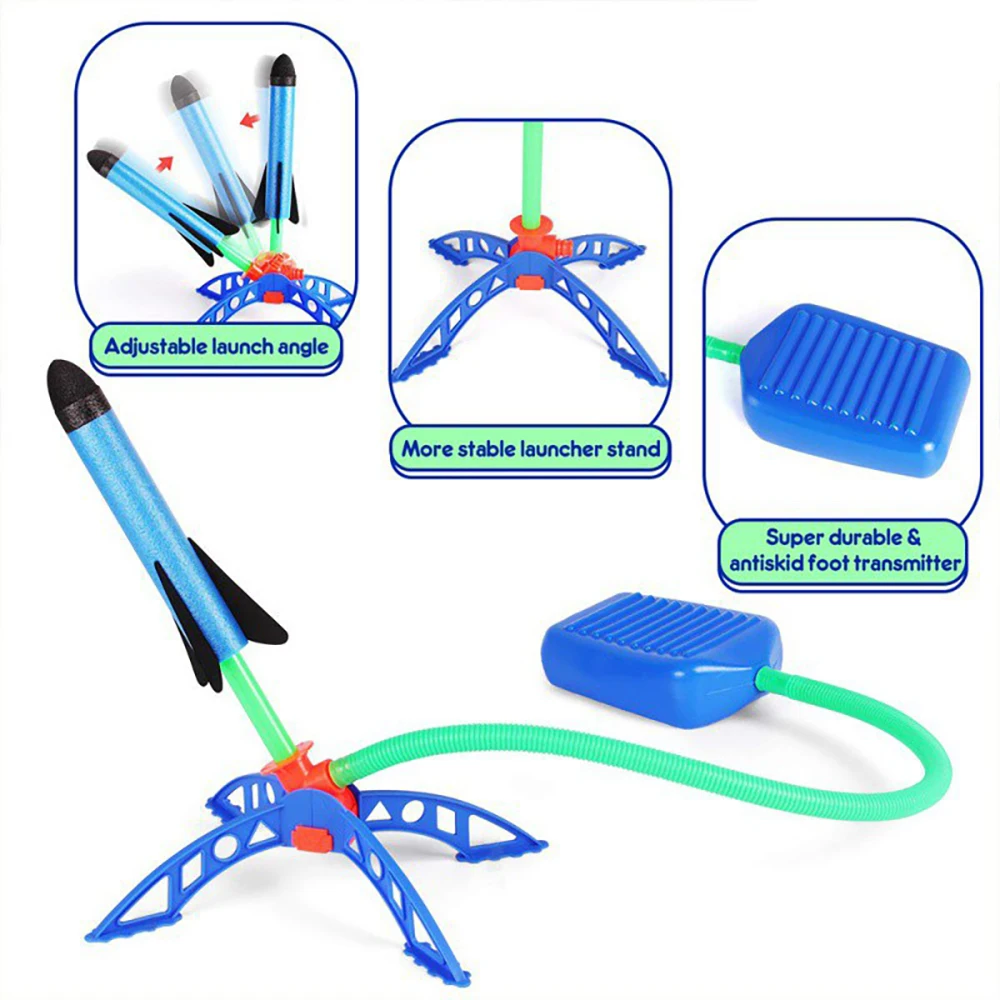 Air Rocket Foot Pump Launcher Toy For Outdoor Children Foot Flashing Stomp Soaring Flying Foam Jump Pressed Interactive Game Toy