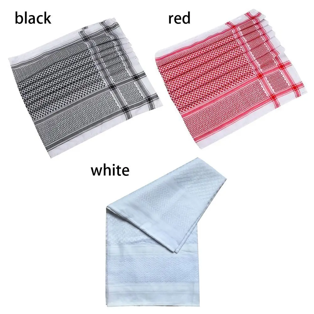 1Pcs Arab Kafiya Keffiyeh Arabic Muslim Head Scarf Polyester Shemagh Neck Wrap for Adults Turban Hijab Headwear Turban Shawl