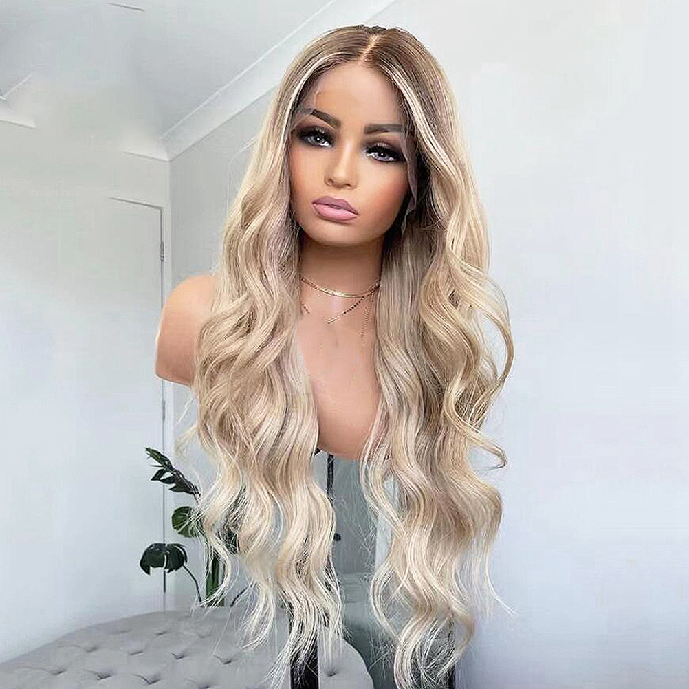 Ash Blonde Lace Front Human Hair wig Body Wave 613 Blonde Colored Brown Hightlight Ombre full lace Frontal Hd Transparent lace