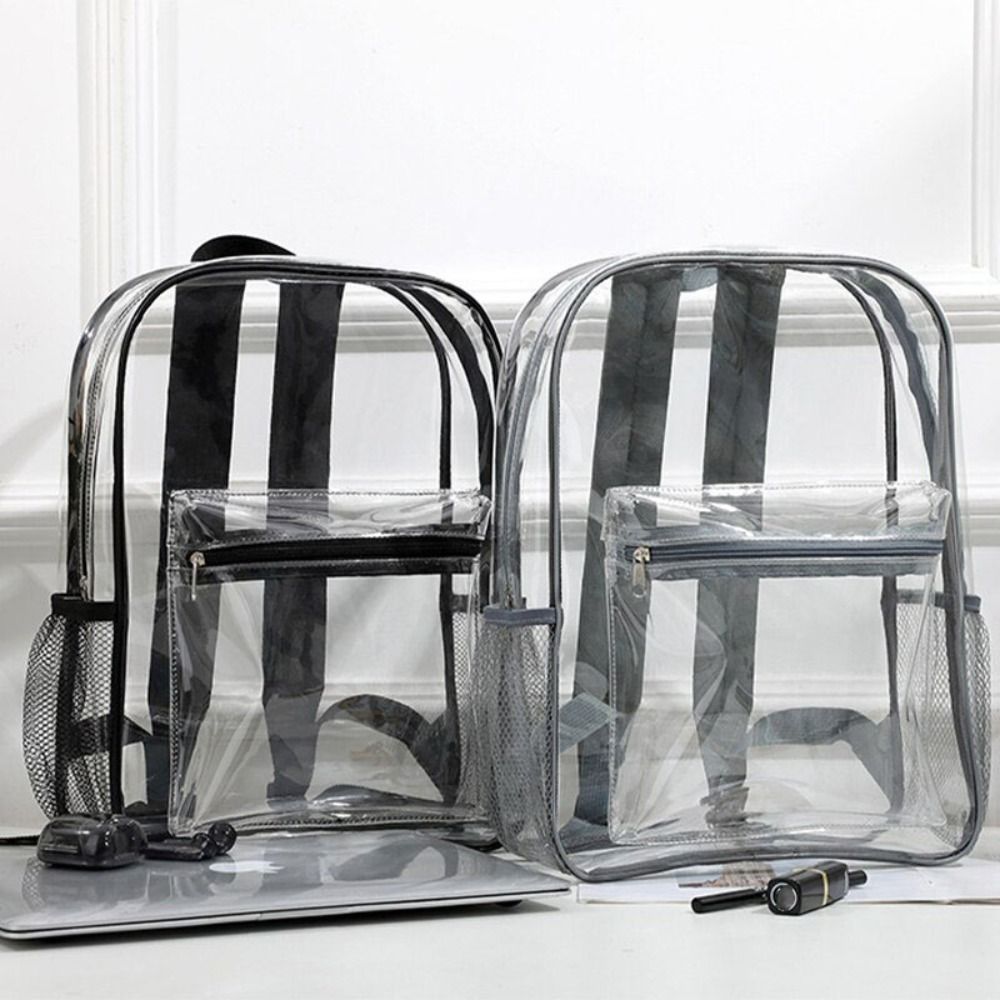 25S new model Large Capacity Transparent Casual Zipper Waterproof Clear School Bag Visible Pvc Backpack Travel