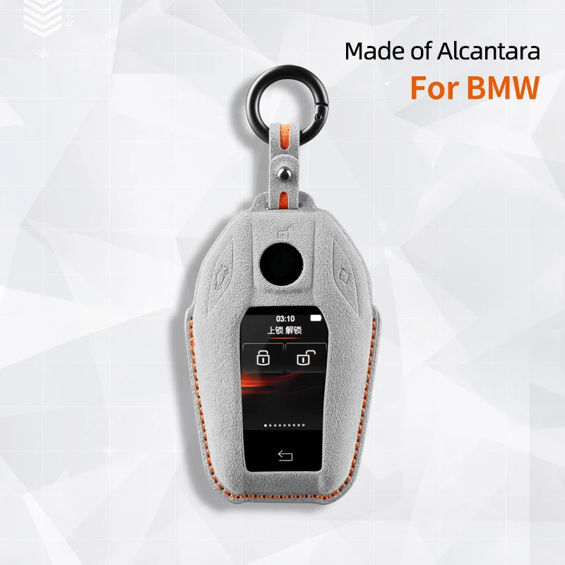 Alcantara Suede Car liquid crystal LED Display Key Cover Key Case For BMW 7 Series 740 530l 6 Series GT x3 New 5 Series Keychain
