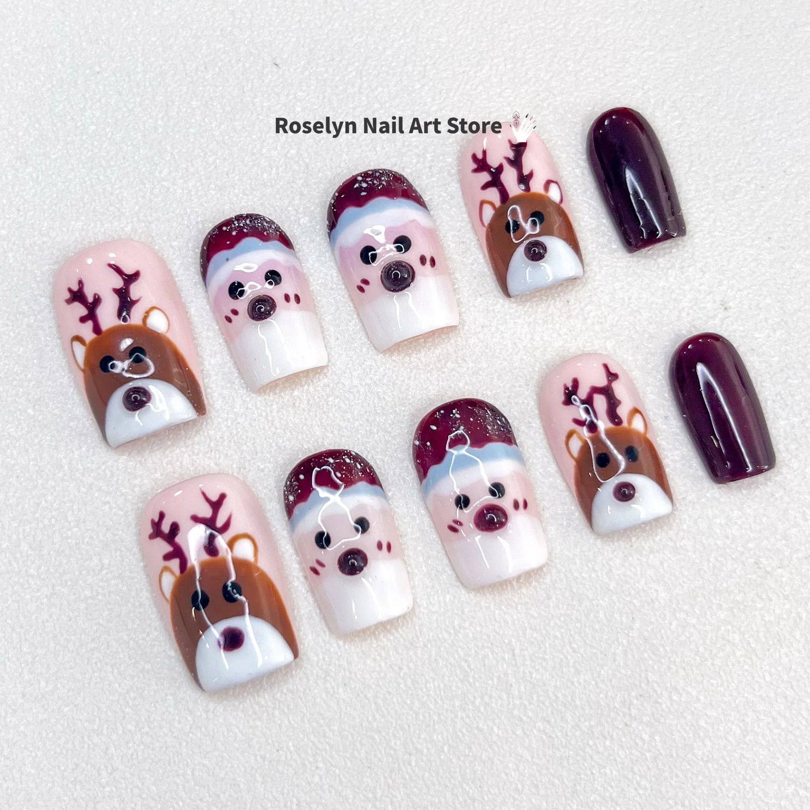 3D handmade fake nail relief refers to Christmas products with fake nails including toolkits 241031