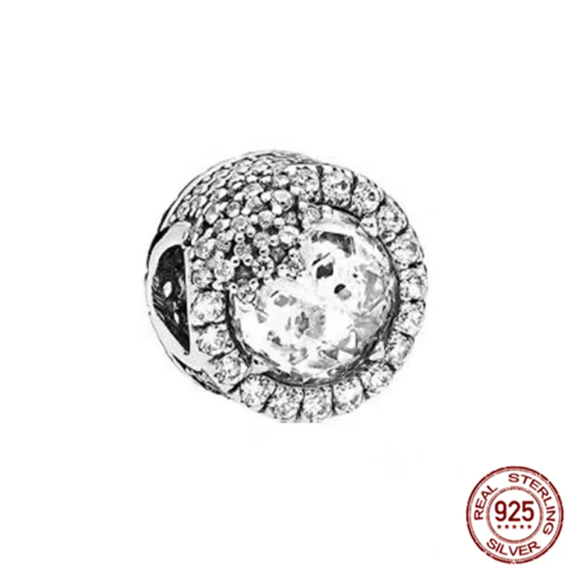 Authentic 925 Sterling Silver Radiant Star Festive Snowflake Jesus Cross Dangle Charm Bead Fit Original Bracelet Jewelry